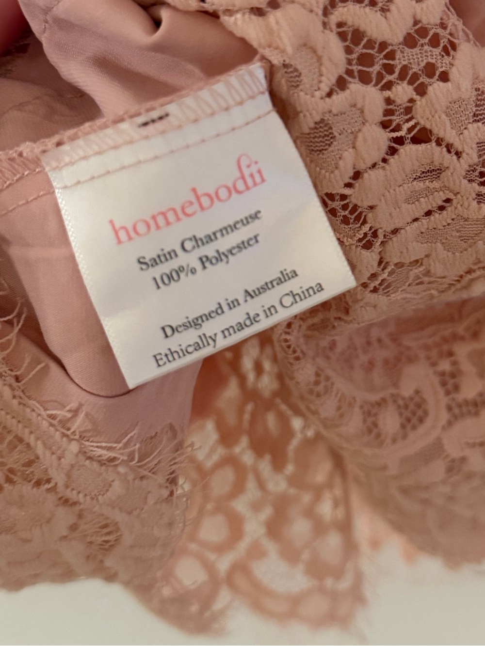 Homebodii Sian Satin Lace Cami & Shorts Pajama Set Dusty Rose Pink Size L - Picture 6 of 6